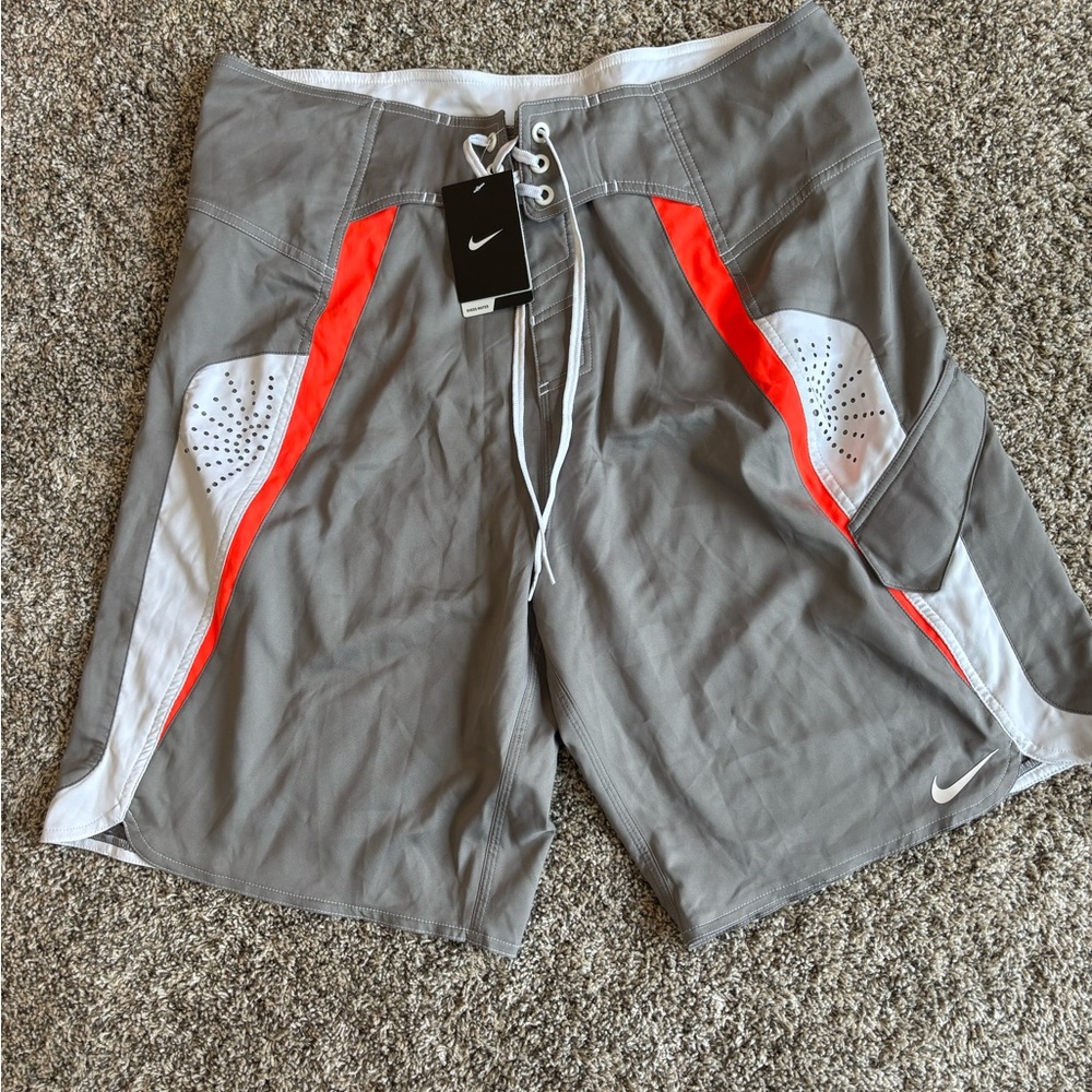 Nike Athletic Gray Shorts with Red Highlights